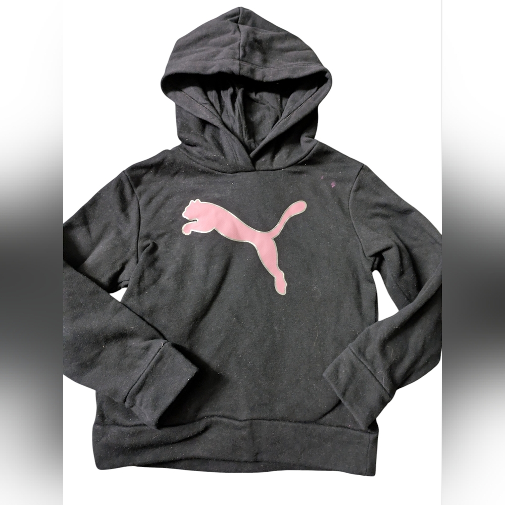 🌞4/20$ Puma Black Hoodie with Pink Puma Logo for Kids